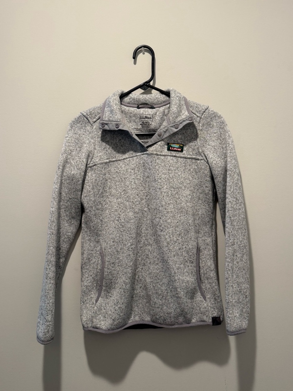 L.L. Bean Heather Gray Snap-Front Fleece Pullover